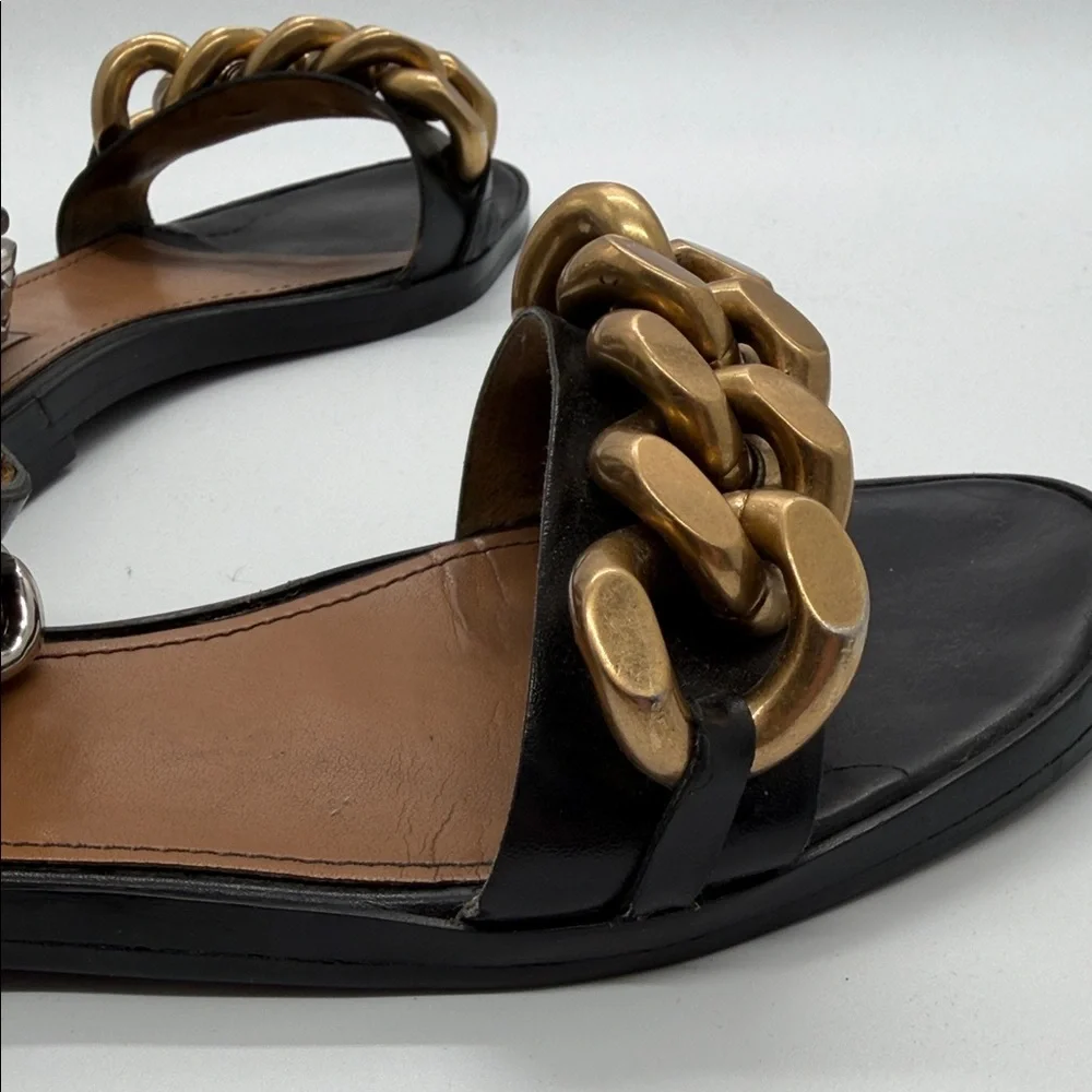 Stella McCartney Black Sandals with Gold and Silver Chain Detail - Picture 6 of 8